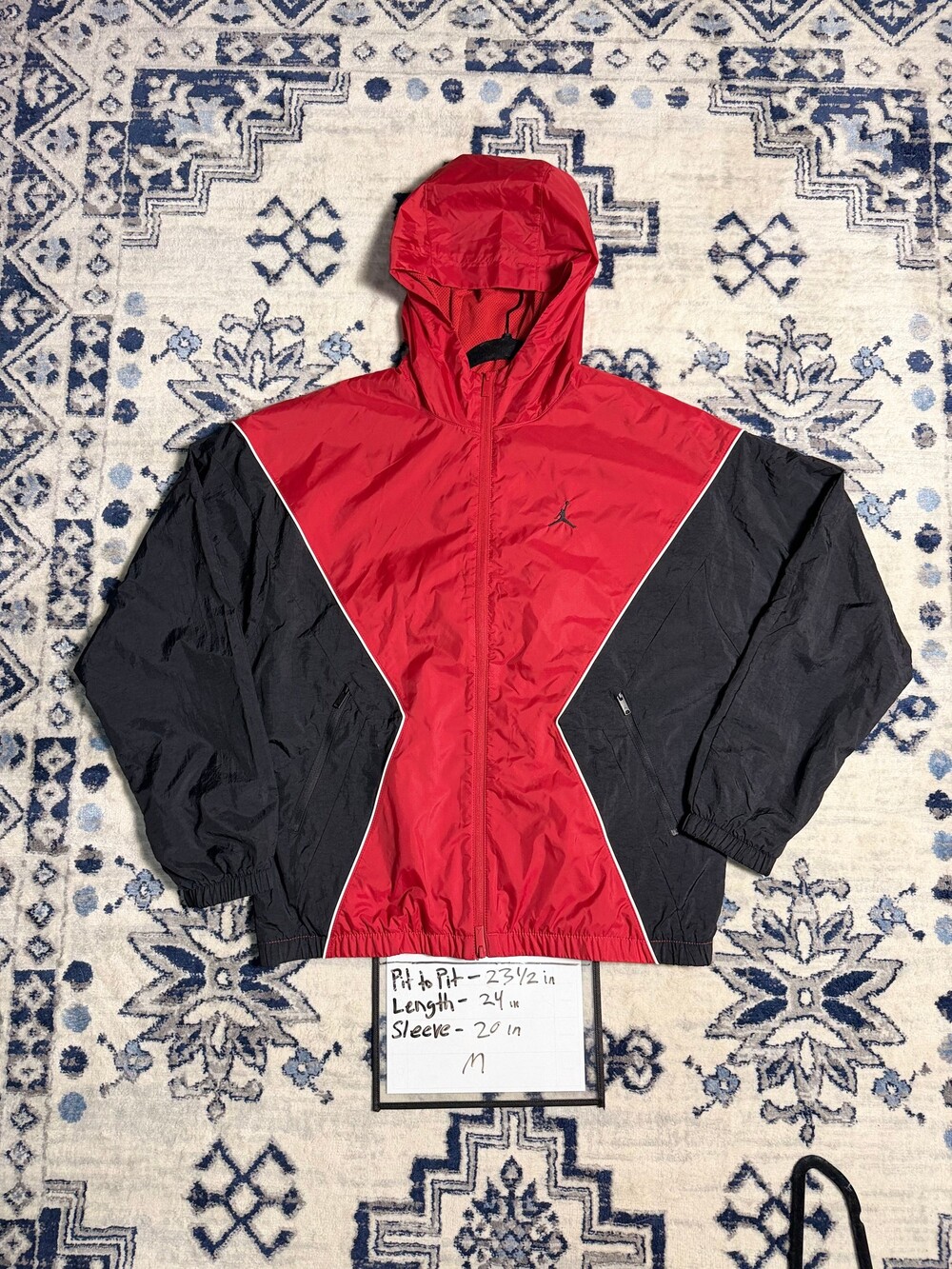 Jordan Men’s Medium Red Black Hooded Jacket Jumpman 2-Way Full Zip NWT